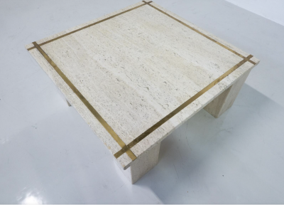 Mid Century Modern Italian Travertine Coffee Table 1970s