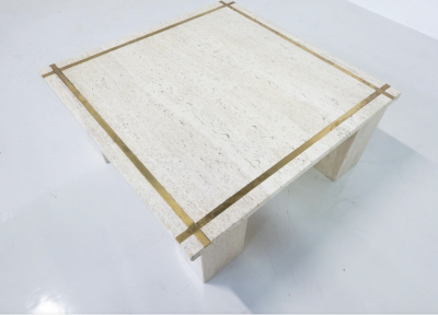 Mid Century Modern Italian Travertine Coffee Table 1970s