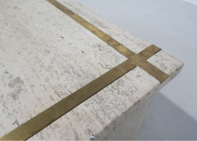 Mid Century Modern Italian Travertine Coffee Table 1970s