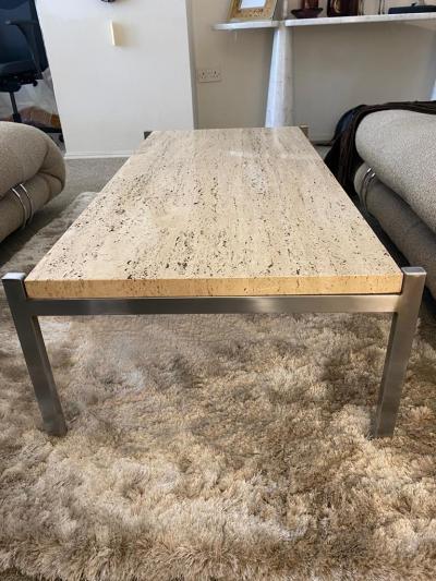 Mid Century Modern Italian Travertine Coffee Table