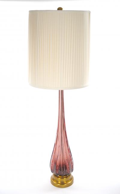 Mid Century Modern Italian Venetian Glass Ice Purple Gold Fleck Table Lamps