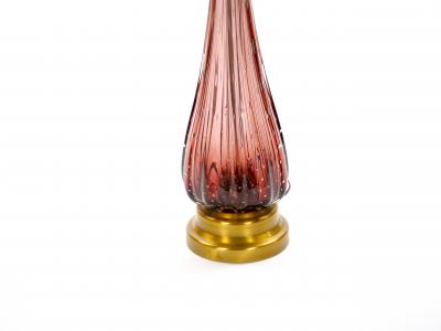 Mid Century Modern Italian Venetian Glass Ice Purple Gold Fleck Table Lamps