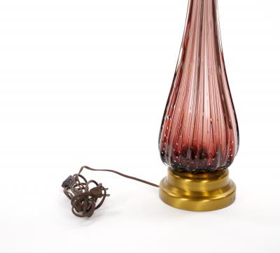 Mid Century Modern Italian Venetian Glass Ice Purple Gold Fleck Table Lamps