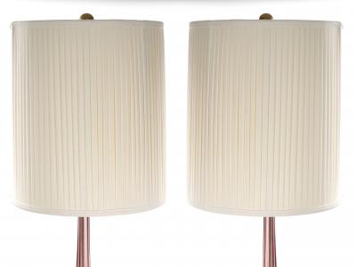 Mid Century Modern Italian Venetian Glass Ice Purple Gold Fleck Table Lamps