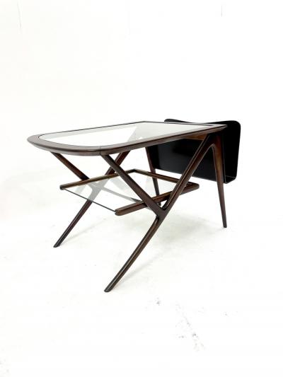 Mid Century Modern Italian Wooden Coffee Table Magazine Rack