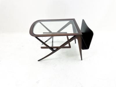 Mid Century Modern Italian Wooden Coffee Table Magazine Rack