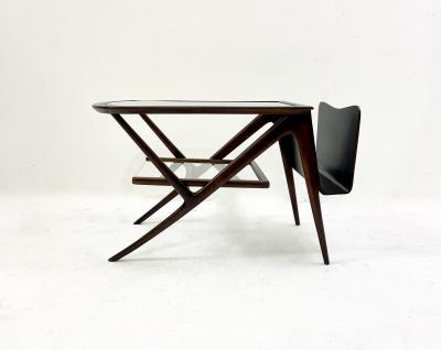 Mid Century Modern Italian Wooden Coffee Table Magazine Rack