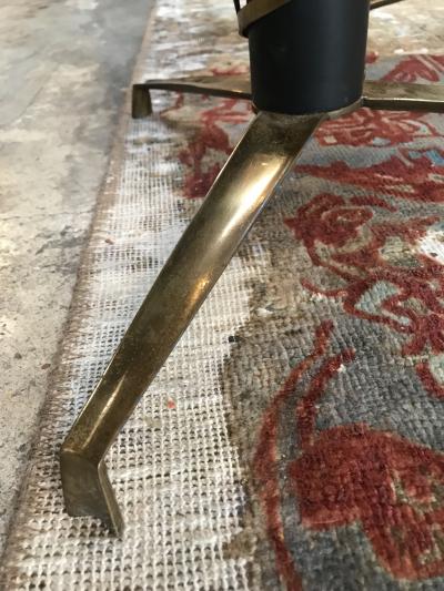 Mid Century Modern Italian Yellow Marble and Brass Oval Coffee Table 1950