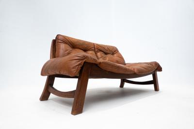 Mid Century Modern Living Room Set in Cognac Leather