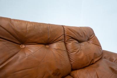 Mid Century Modern Living Room Set in Cognac Leather
