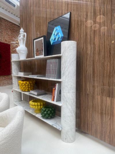 Mid Century Modern Loico Bookcase by Angelo Mangiarotti in White Carrara Marble