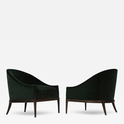 Mid Century Modern Lounge Chairs in Emerald Velvet C 1950s