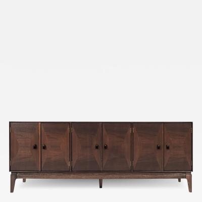 Mid Century Modern Low Profile Credenza in Walnut C 1950s