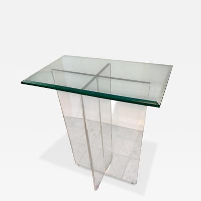Mid Century Modern Lucite Glass Side Table 1 of 2