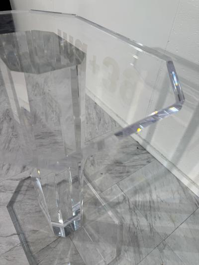 Mid Century Modern Lucite Pedestal Side Table