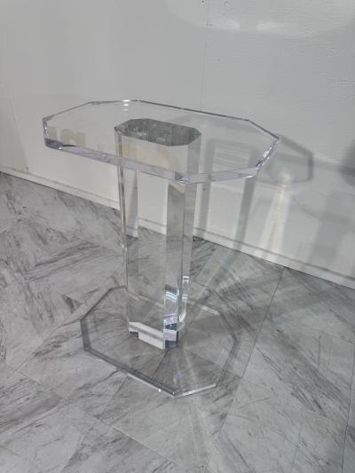 Mid Century Modern Lucite Pedestal Side Table