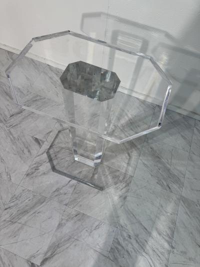 Mid Century Modern Lucite Pedestal Side Table