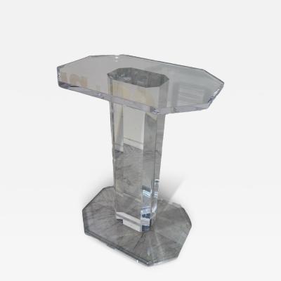 Mid Century Modern Lucite Pedestal Side Table