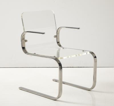 Mid Century Modern Lucite and Chrome Armchair