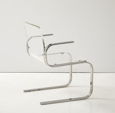 Mid Century Modern Lucite and Chrome Armchair