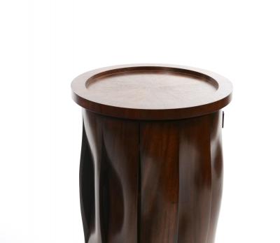 Mid Century Modern Mahogany Drum Shaped Revolving Side Table