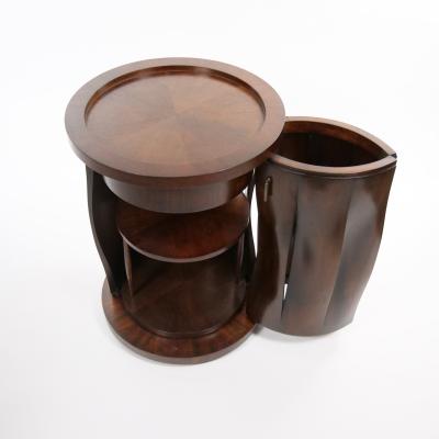 Mid Century Modern Mahogany Drum Shaped Revolving Side Table