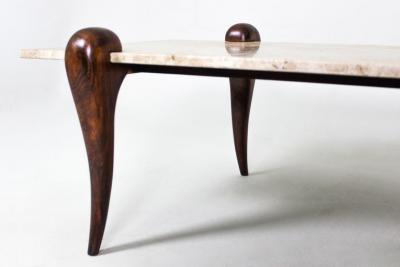 Mid Century Modern Marble Top Rosewood Center Table Brazil 1950s