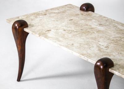 Mid Century Modern Marble Top Rosewood Center Table Brazil 1950s