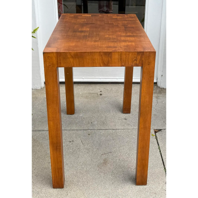 Mid Century Modern Marquetry Inlaid Butcher Block Table