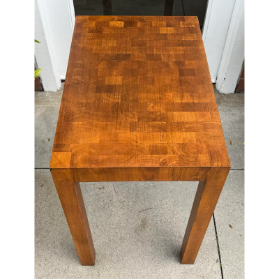 Mid Century Modern Marquetry Inlaid Butcher Block Table