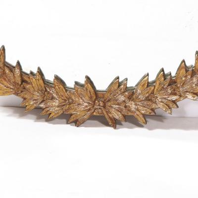 Mid Century Modern Mirror with Bronze Crest Detailing