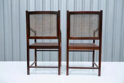 Mid Century Modern Modern Armchair Pair in Hardwood Cane Brazil 1960s