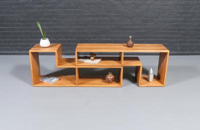 Mid Century Modern Modular Oak Bookshelf Credenza