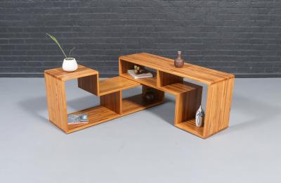 Mid Century Modern Modular Oak Bookshelf Credenza