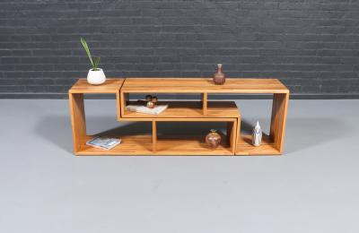 Mid Century Modern Modular Oak Bookshelf Credenza