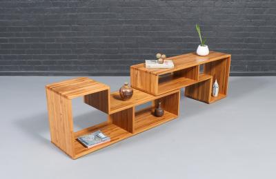 Mid Century Modern Modular Oak Bookshelf Credenza