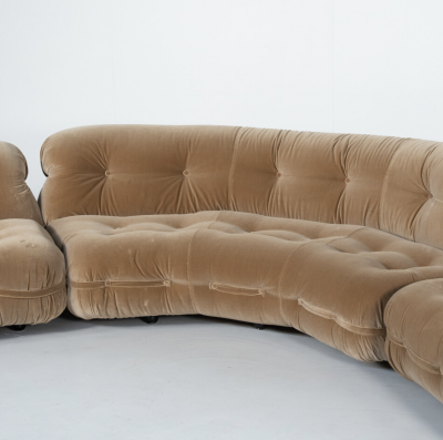 Mid Century Modern Modular Sofa New Velvet Upholstery Italy 1960s