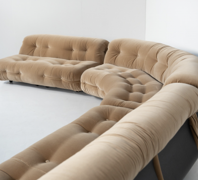 Mid Century Modern Modular Sofa New Velvet Upholstery Italy 1960s