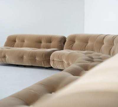 Mid Century Modern Modular Sofa New Velvet Upholstery Italy 1960s