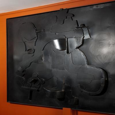 Mid Century Modern Monumental Metal Sculptural Wall Panel by Egon Fischer