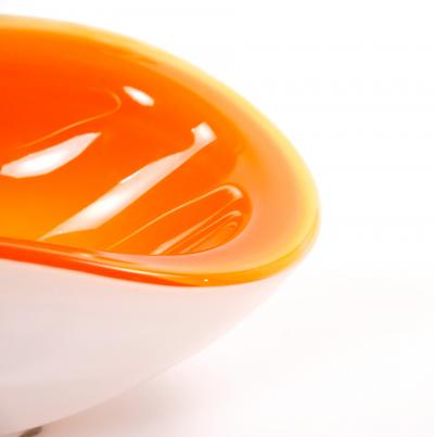 Mid Century Modern Murano Mouth Blown Geometric Shape Decorative Bowl Piece