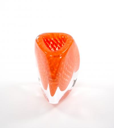 Mid Century Modern Murano Mouth Blown Geometric Shape Vase by Giampaolo Italy