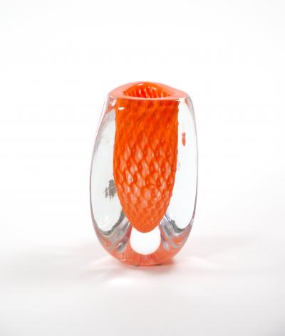 Mid Century Modern Murano Mouth Blown Geometric Shape Vase by Giampaolo Italy