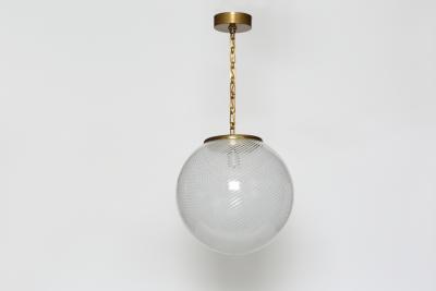 Mid Century Modern Murano glass ceiling pendant in brass Italy circa 1960s