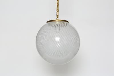 Mid Century Modern Murano glass ceiling pendant in brass Italy circa 1960s