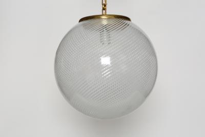 Mid Century Modern Murano glass ceiling pendant in brass Italy circa 1960s