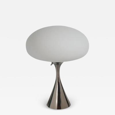 Mid Century Modern Mushroom Table Lamp by Design Line in Chrome White Shade