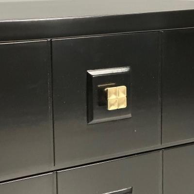 Mid Century Modern Nightstands Chests Black Lacquer Brass USA 1970s