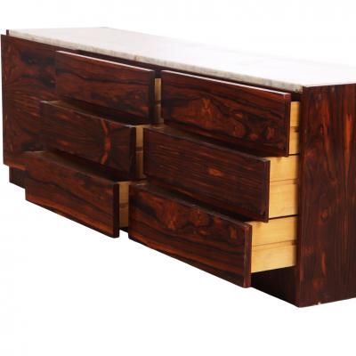 Mid Century Modern Nine Drawer Marble Top Dresser C 1955 