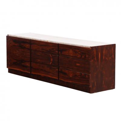 Mid Century Modern Nine Drawer Marble Top Dresser C 1955 